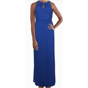 RALPH LAUREN 4 S royal blue crystal cuff peep hole formal maxi dress NWT B27